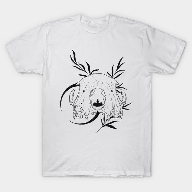 Twin Cat Skull T-Shirt by Cosmic Queers